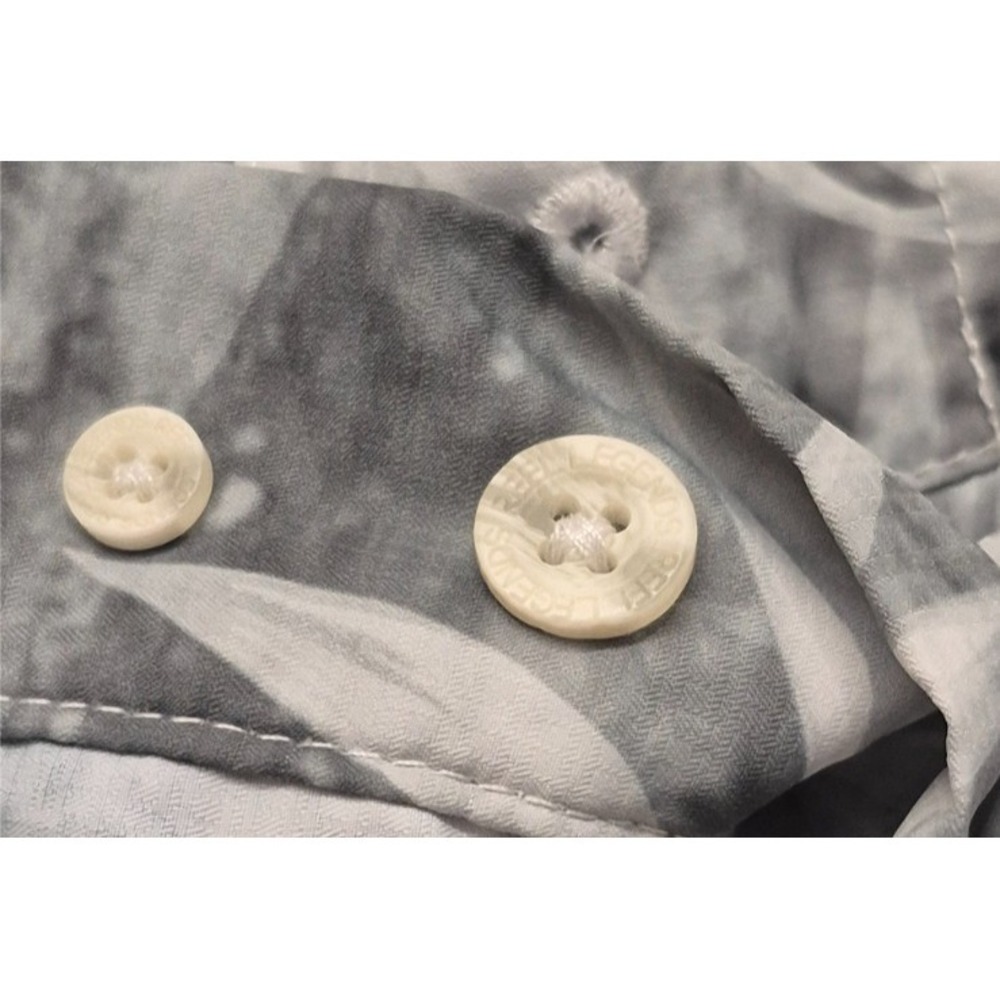 REEL Legends Men's black/gray floral print Shirt‎ Saltwater SS button up vented - Picture 9 of 16